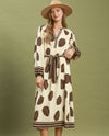 UMGEE D1174 ABSTRACT BORDER PRINT MIDI DRESS WITH BELT AND POCKETS