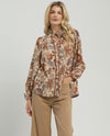 UMGEE D1371 FLORAL BUTTON DOWN TOP W/ LACE TRIM rust mix