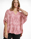 UMGEE K9176 FLORAL BURNOUT TOP ROSE