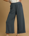 UMGEE N6667 WIDE LEG FRAYED HEM PANT CHARCOAL