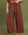 UMGEE N6667 WIDE LEG FRAYED HEM PANT RED MAHOGANY