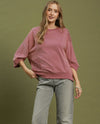 UMGEE N7057 DOLMAN SLEEVE MINERAL WASHED SWEATSHIRT W/ EYELET PATCH