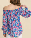 UMGEE OFF SHOULDER HI-LO FLORAL TOP sapphire mix back
