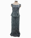 URSULA 31421 PEPLUM TANK EMBROIDERED GOWN SILVER