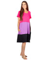 PURE ESSENCE 112-5059 BAMBOO COLOR BLOCK DRESS AZALEA COMBO