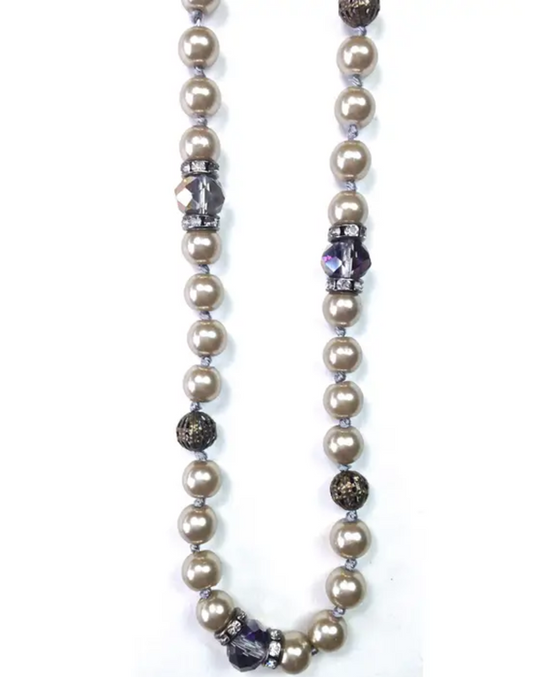 LOST & FOUND HL037 BEADED PEARL STATIONS NECKLACE