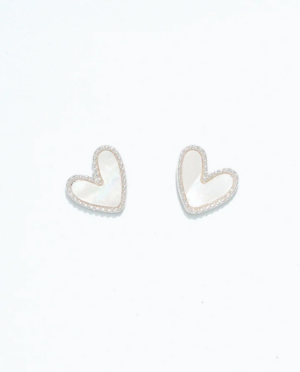 CUTIES HYPOALLERGENIC PEARLIZED HEARTS IN SILVER EARRING 8170269