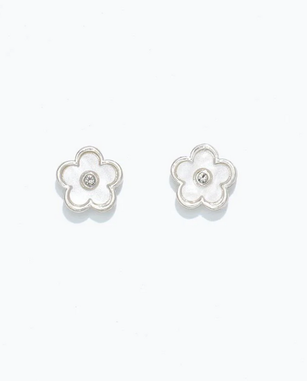 CUTIES HYPOALLERGENIC WHITE FLOWER W CRYSTALS EARRING 8170278