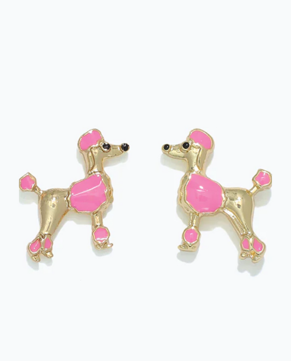 CUTIES HYPOALLERGENIC PINK & GOLD POODLES EARRING 8170254