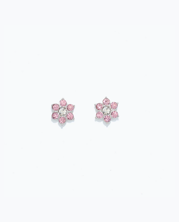 CUTIES HYPOALLERGENIC PINK CRYSTAL FLOWERS EARRING 8170291