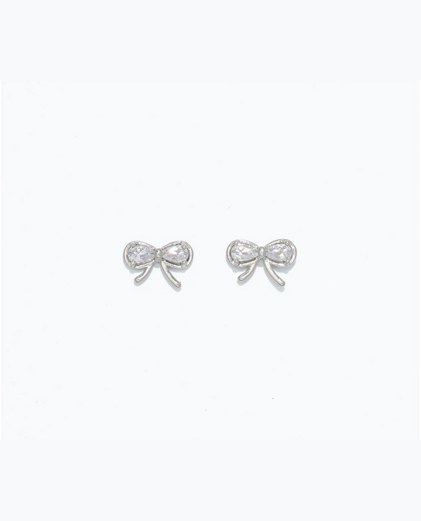 CUTIES HYPOALLERGENIC SILVER BOWS W CRYSTALS EARRING 8170261