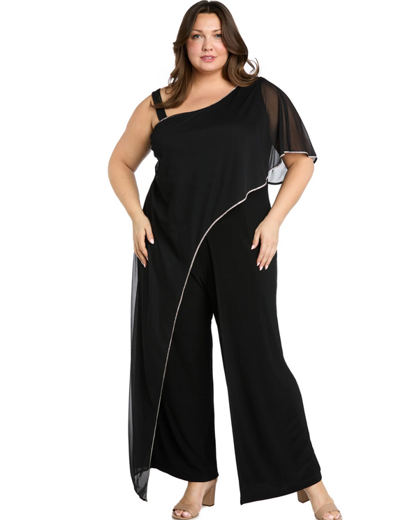 RM RICHARDS 3326 ASYM RHINESTONE TRIM JUMPSUIT