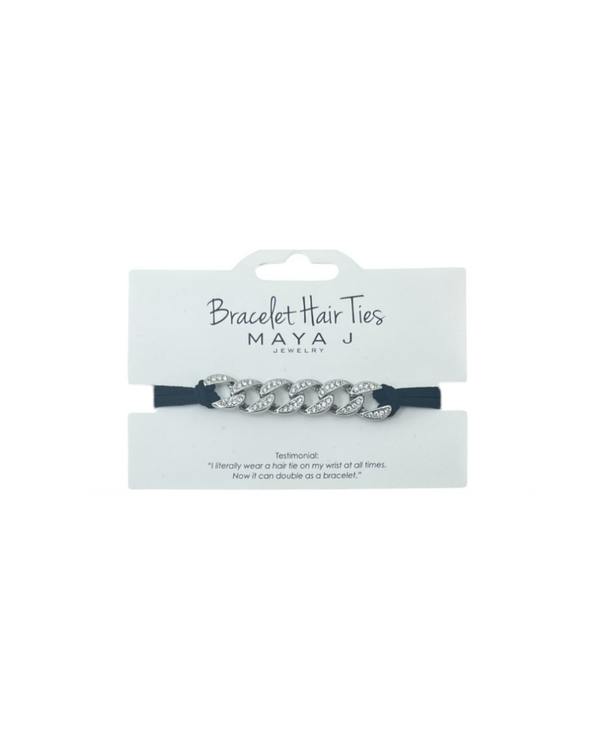 MAYA J HTCRBK2W CRYSTAL HAIR TIE WHITH CUBAN LINK
