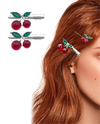 THH0277 CRYSTAL CHERRY HAIR CLIP SET
