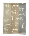 SF2411 REVERSIBLE WOVEN SHAWL CAT PRINT