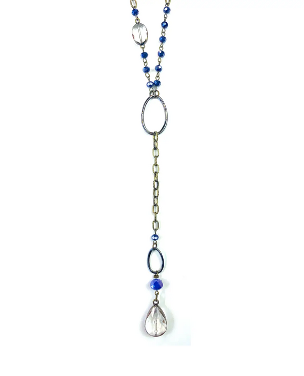 LOST & FOUND N037N ROSARY CHAIN NAVY NECKLACE