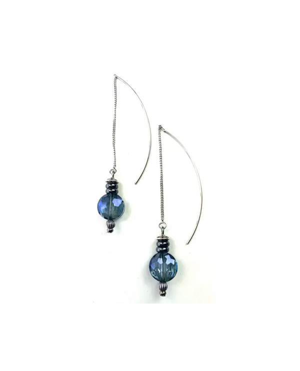 LOST & FOUND BB221 FACETED GLASS ON THREADER EARRING