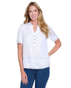 MULTIPLES M26106TP DOUBLE FRINGE HEM SS COLLAR TOP WHITE