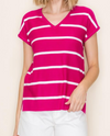 STACCATO 55227 V NECK STRIPE SWEATER TOP