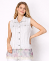 ORIGAMI OLS-4841 DENIM VEST W/ HOTFIX DETAILS WHITE