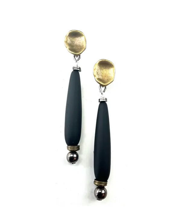 LOST & FOUND BT251 GLASS TEARDROP DANGLE EARRING