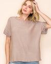 VOCAL 21486S RHINESTONE SLEEVE TOP TAUPE