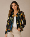 VECCELI MT1643 PRINT BUTTON JACKET BLACK