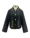 VEGAN LEATHER LINED JACKET W/GOLD STUDS & POCKETS