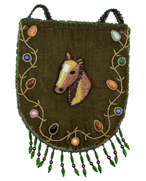 VELVET HAND BEADED LARGE BAG