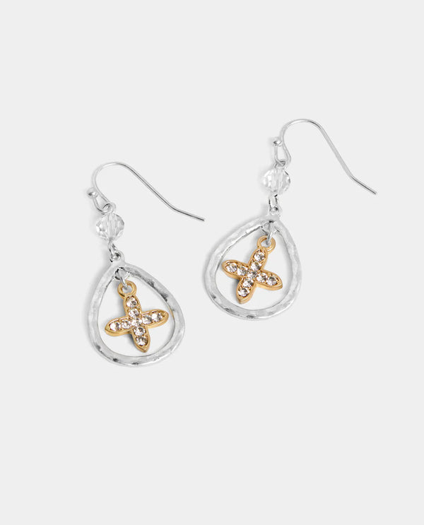 WHISPERS WN004839 TEARDROP CROSS EARRING