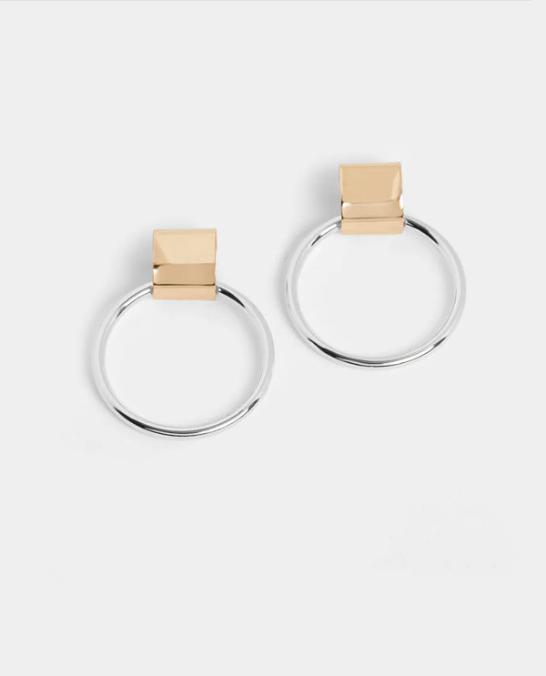 WHISPERS WN004883 MIXED METAL SLEEK HOOP EARRING