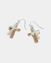 WHISPERS WN005003 DOUBLE BLING CROSS DANGLE EARRING