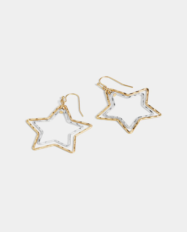 WHISPERS WN005005 HAMMERED STAR DANGLE EARRING
