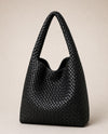 WOVEN LARGE TWO PIECE SHOULDER BAG 8601 BLACK