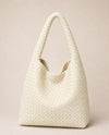 WOVEN LARGE TWO PIECE SHOULDER BAG 8601 WHITE