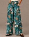 WOVEN PANT ZY-7572 TROPICAL PRINT teal