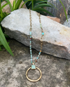 85620A SQUARE GREEN TURQUOISE STONE NECKLACE