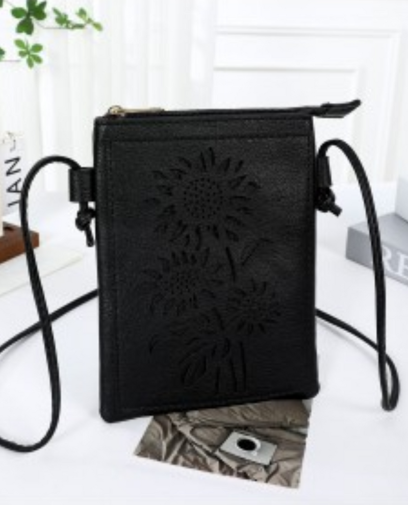 HG393 SUNFLOWER CUT CROSSBODY BAG BLACK