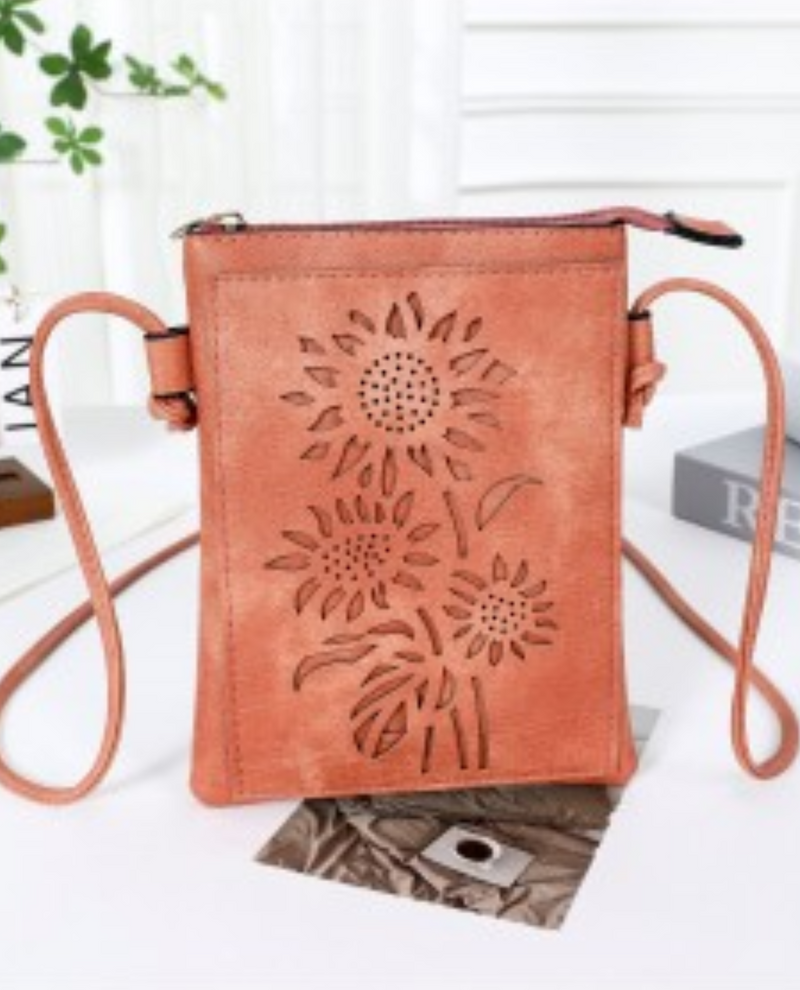 HG393 SUNFLOWER CUT CROSSBODY BAG CORAL