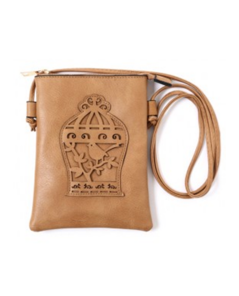 HG186 BIRDCAGE CUT CROSSBODY BAG BEIGE