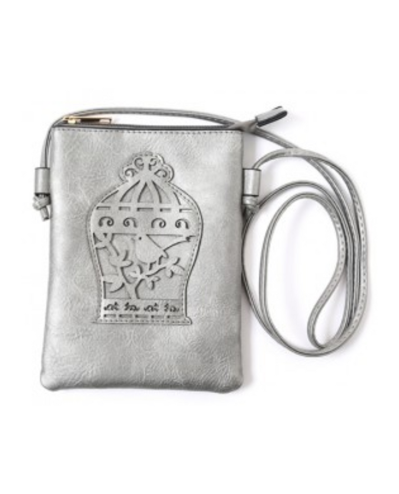 HG186 BIRDCAGE CUT CROSSBODY BAG PEWTER