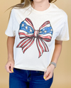 STARS & STRIPES PATRIOTIC BOW TEE OATMEAL