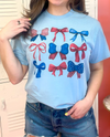 PATRIOTIC BOWS TEE LT BLUE