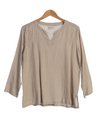 FOCUS LINEN BOXY V-NECK TOP L-664