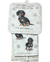 E&S 311-14 BLACK DACHSHUND OVEN MITT SET