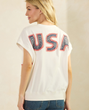 C15581  FRENCH TERRY KNIT FLAG SHORT SLEEVE TOP RWB