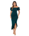 XSCAPE 5997XA 3D RUFFLE OFF SHOULDER MIDI DRESS