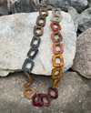 84704A MUSTARD GRAY & BURGUNDY LINK NECKLACE
