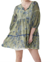 85684A PATTERN TIER TUNIC/TOP DRESS  GREEN SEASHELL