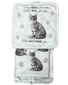 E&S 312-9 SILVER TABBY OVEN MITT SET